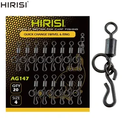 Ganchos giratorios Hirisi AG147 para carpa – cambio rápido y anillo sólido