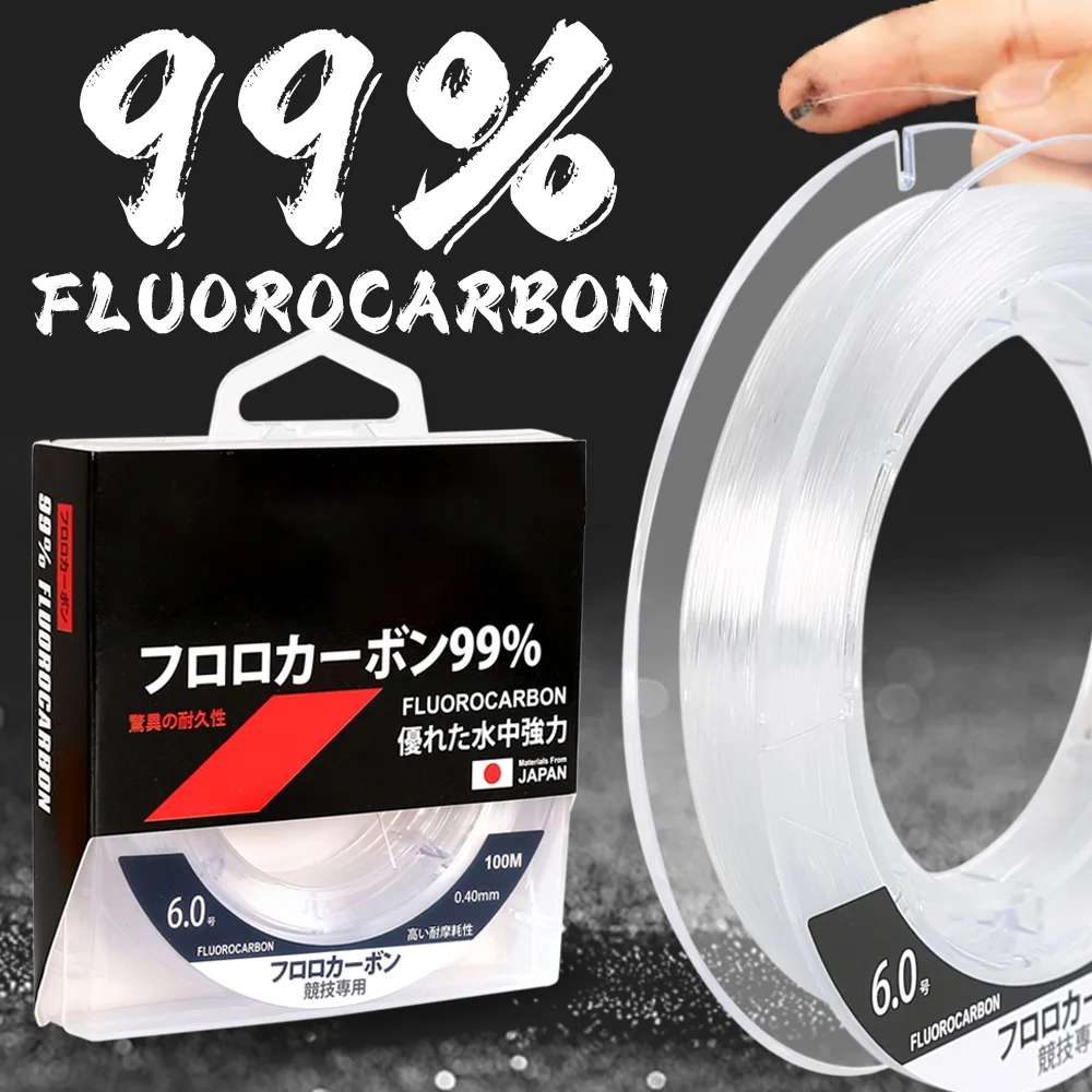 Detalle del hilo trenzado de fluorocarbono mostrando su textura y color casi transparente