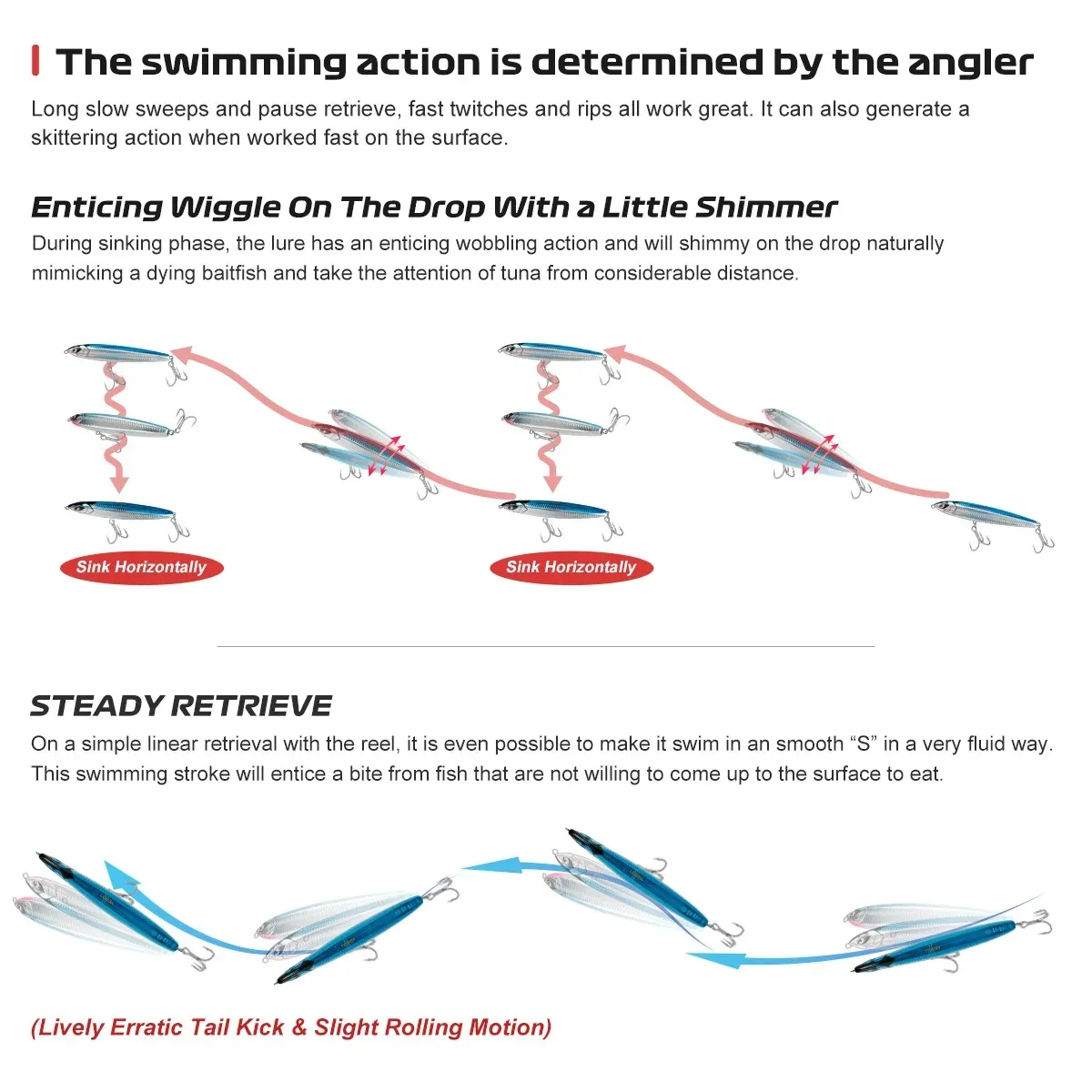 Noeby Señuelos Lápiz 4 pcs – Swimbait, Wobbler y Jerkbait de silicona - imagen 5