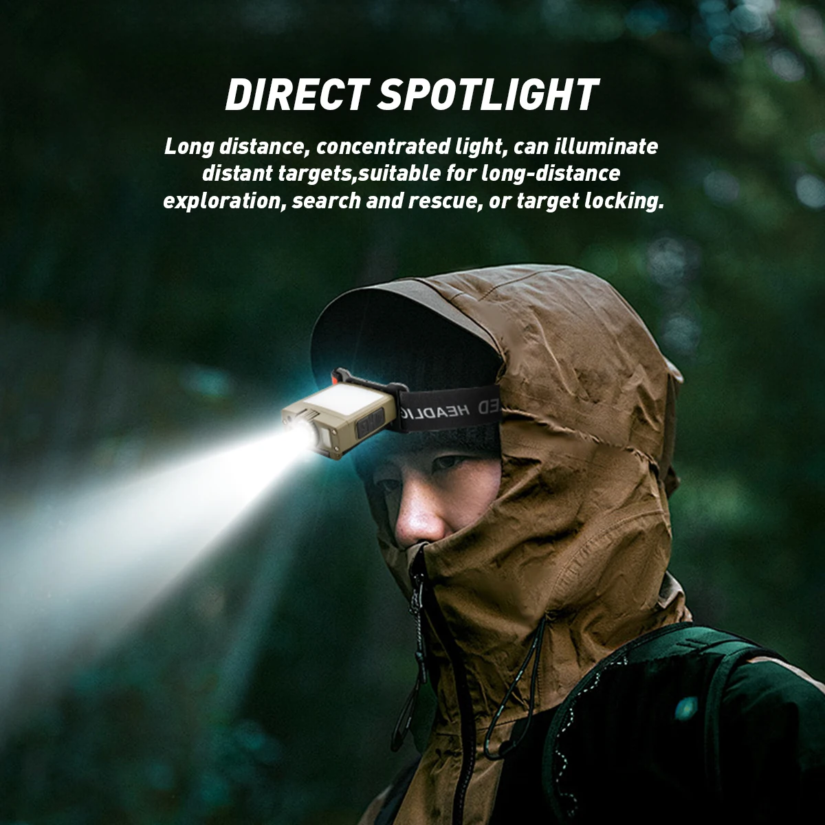 Linterna frontal LED recargable USB con sensor de movimiento para pesca - imagen 2