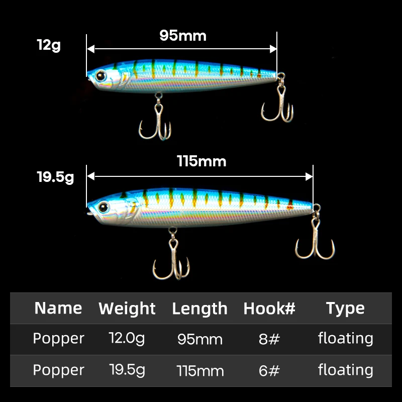 Popper flotante LETOYO – Señuelo lápiz duro Topwater para lubina - imagen 2