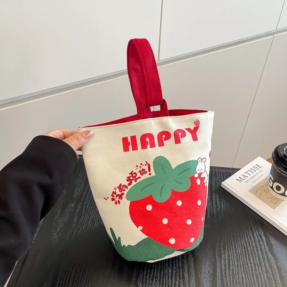 Bolso tipo cubo de lona con estampado de frutas, ligero y portátil - imagen 5