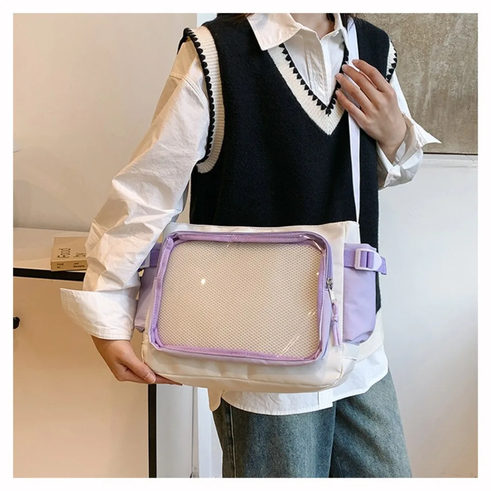 Bolso transparente en morado y blanco morado