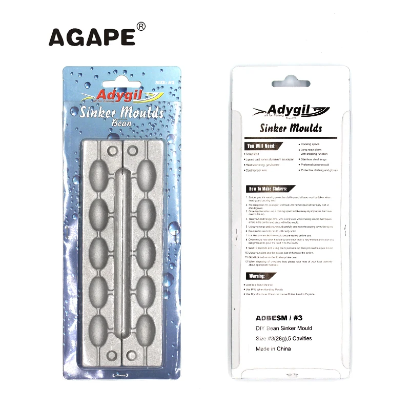 Agape molde de plomo tipo frijol para pesca de fundición - imagen 4