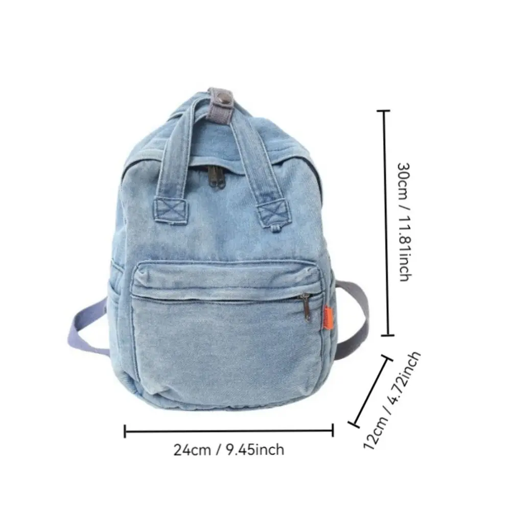 Mochila de mezclilla resistente de gran capacidad, bolso multifunción - imagen 4