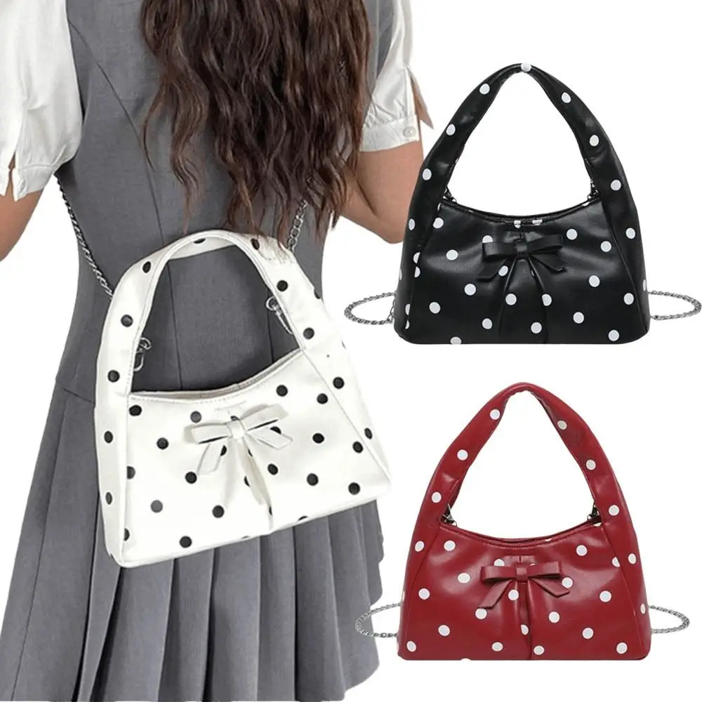 Bolso bandolera PU con cadena metálica y estampado de puntos - imagen 2