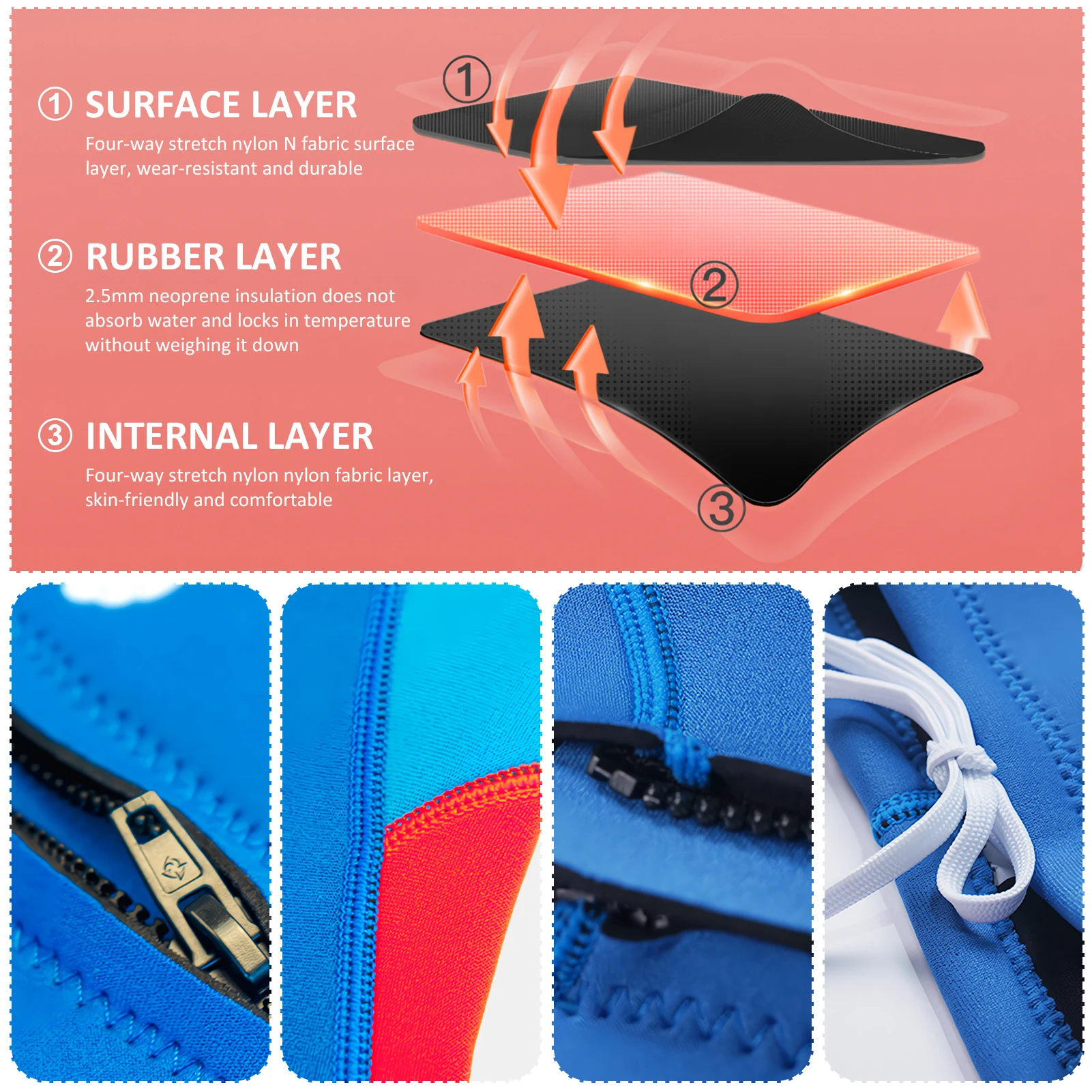 Traje de neopreno infantil manga larga térmico para surf, snorkel - imagen 4