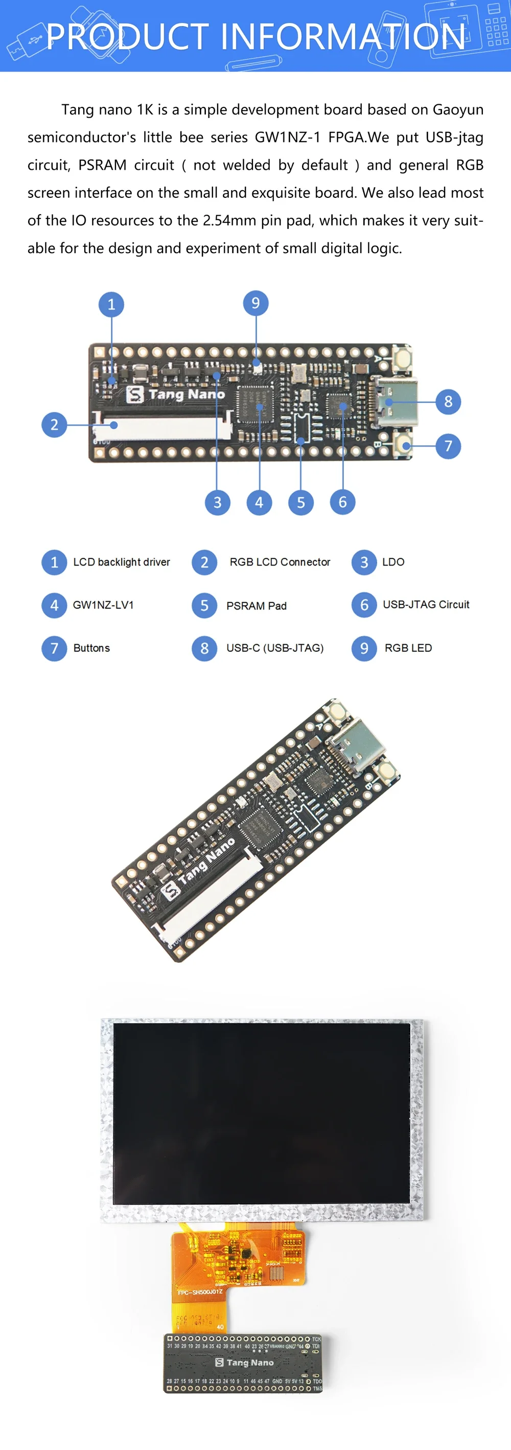 Placa Tang Nano 1K en formato compacto