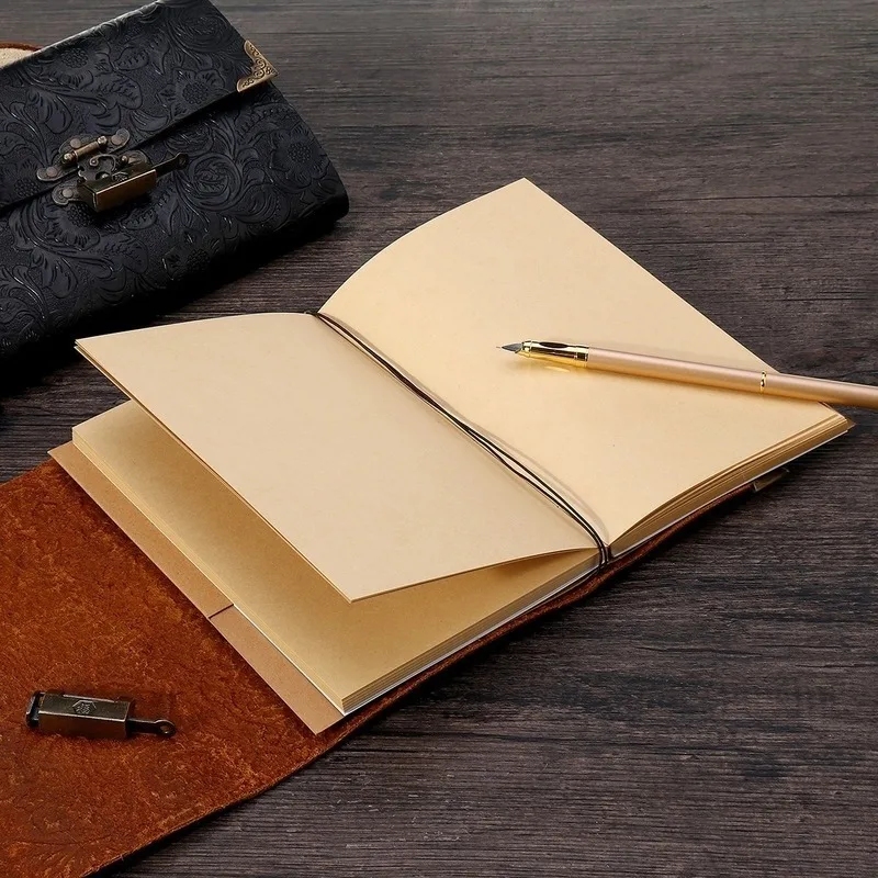 Cuaderno de pesca en cuero con cierre y clave