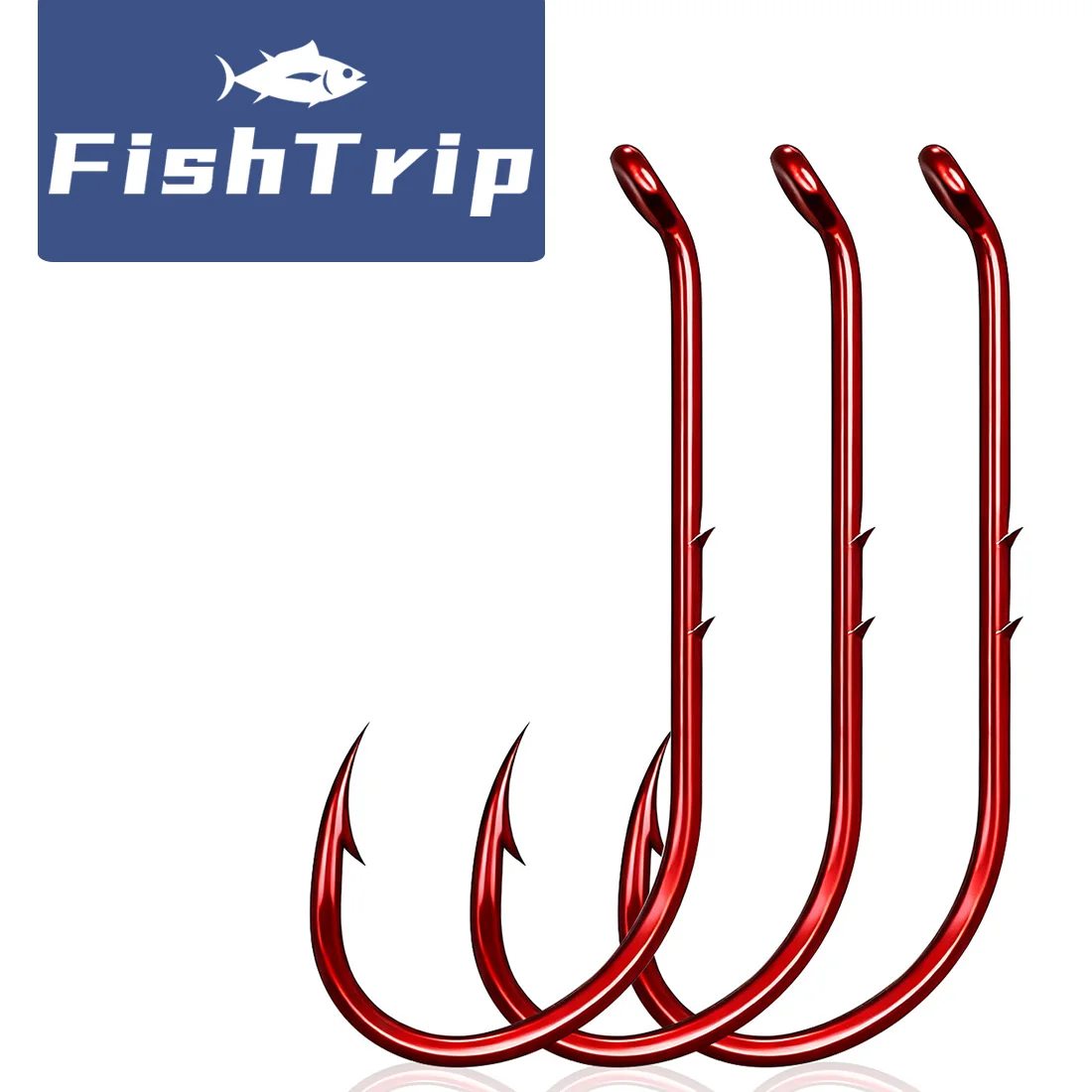 Pack de anzuelos FishTrip Red Baitholder con púas