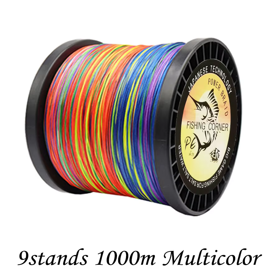 Línea trenzada X9 multicolor de 9 hebras PE para pesca en agua salada
