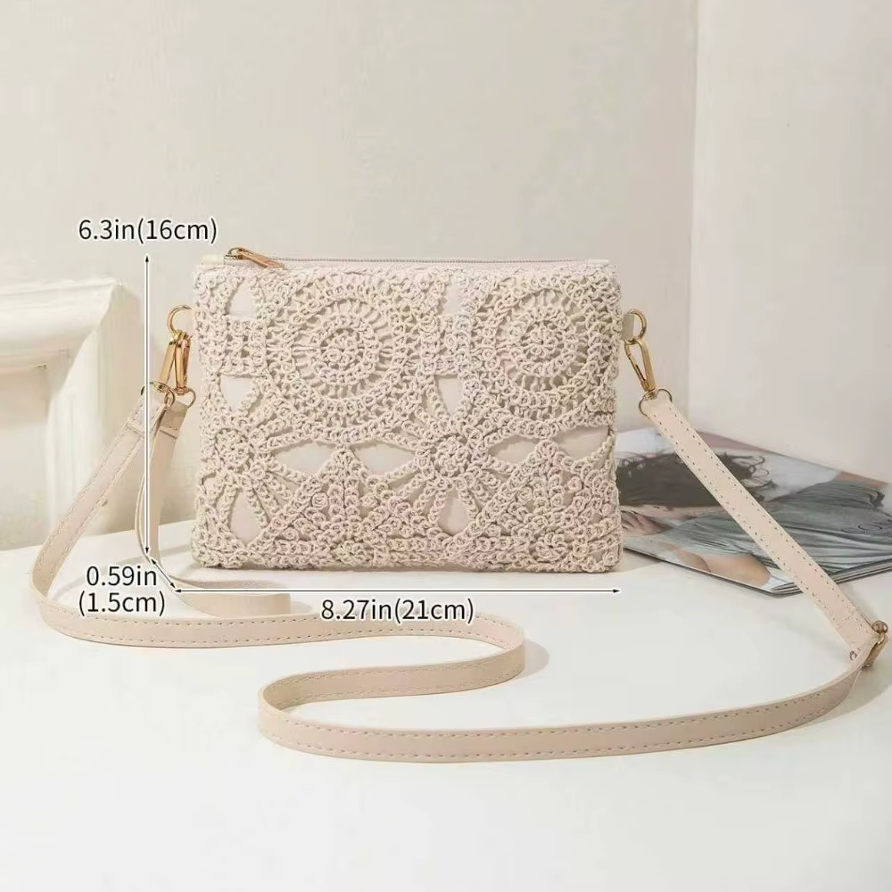 Crossbody boho tejida en PU con diseño bohemio para playa y vacaciones