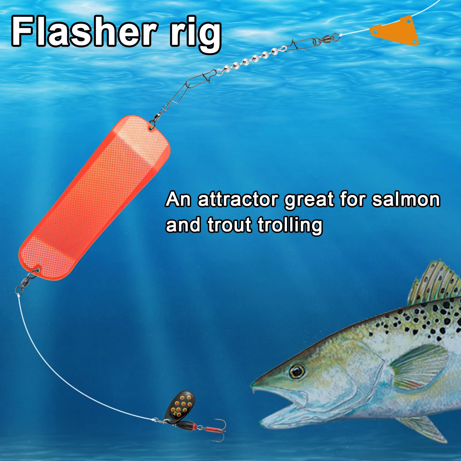 Señuelo curricán salmón con pegatina UV – Tablero buceo ABS - imagen 4