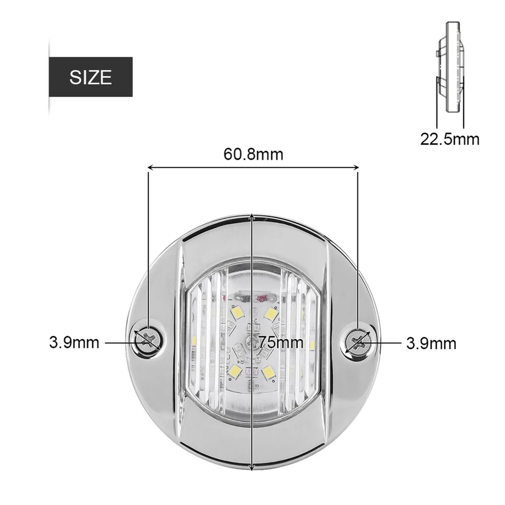 Luz de ancla LED marina 12V con carcasa de acero inoxidable 304