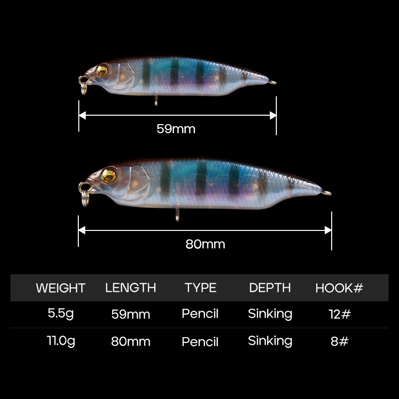 LETOYO Stickbait 59-80mm señuelo lápiz hundimiento trucha - imagen 4