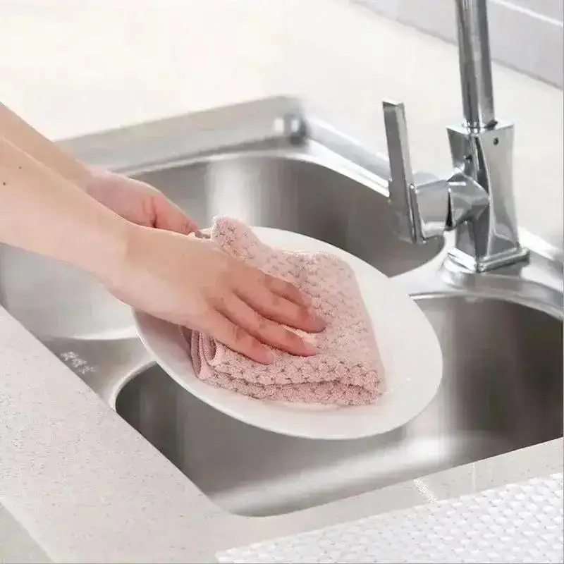 Paños de microfibra gruesos absorbentes cuadrados para limpieza del hogar - imagen 2