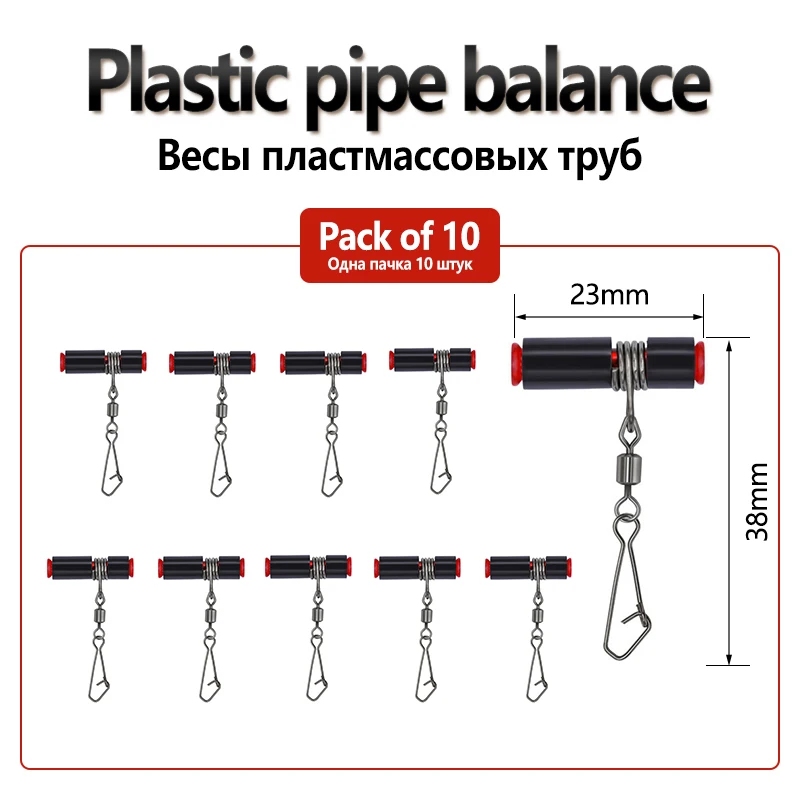 Tubos giratorios de plástico para pesca en mar con anzuelo de equilibrio