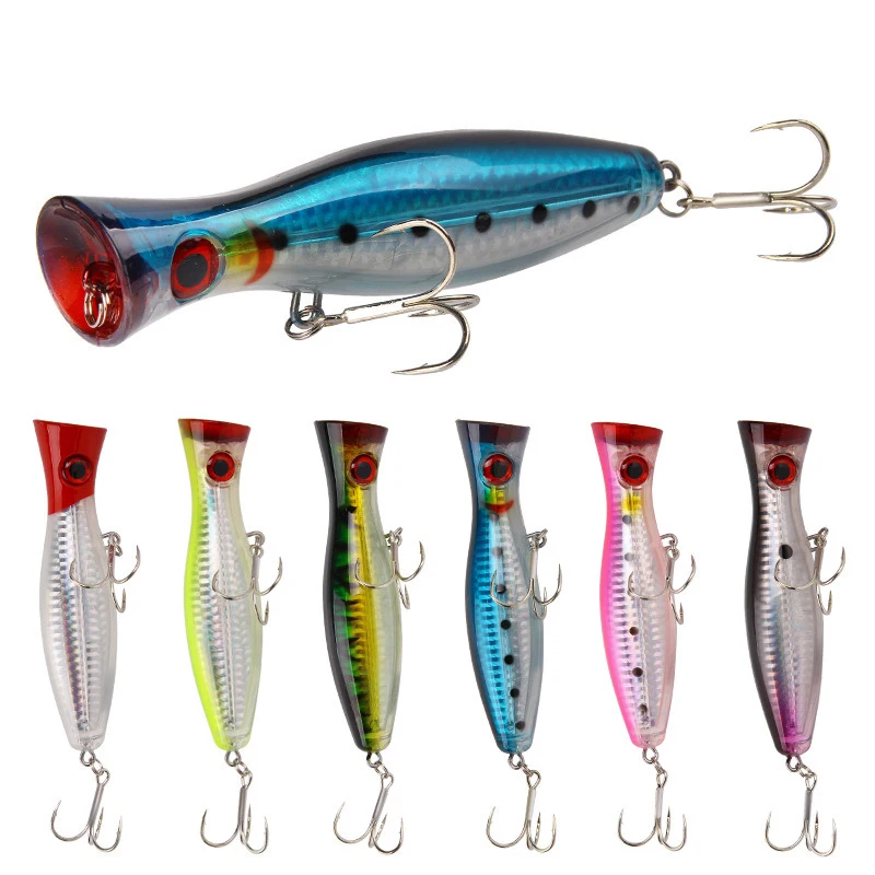 Señuelo de pesca grande tipo popper con acabado realista