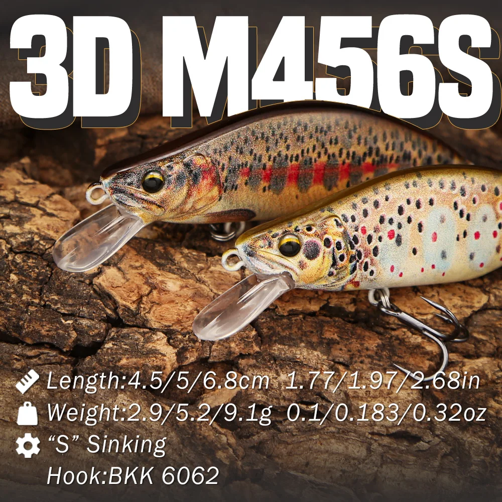 Señuelos Minnow Jerkbait para Trucha B&U con anzuelos BKK - imagen 3