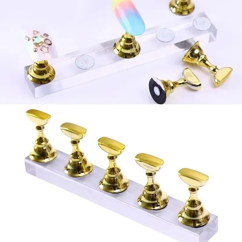 Base acrílica para uñas con tablero de ajedrez – Soporte magnético - imagen 2