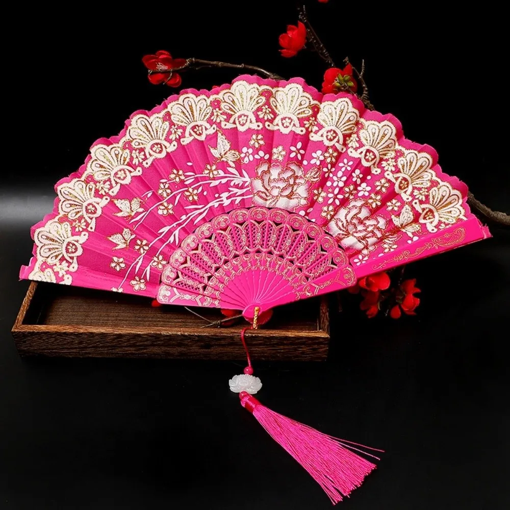 Abanico plegable bordado con estampado térmico multicolor para boda - imagen 2
