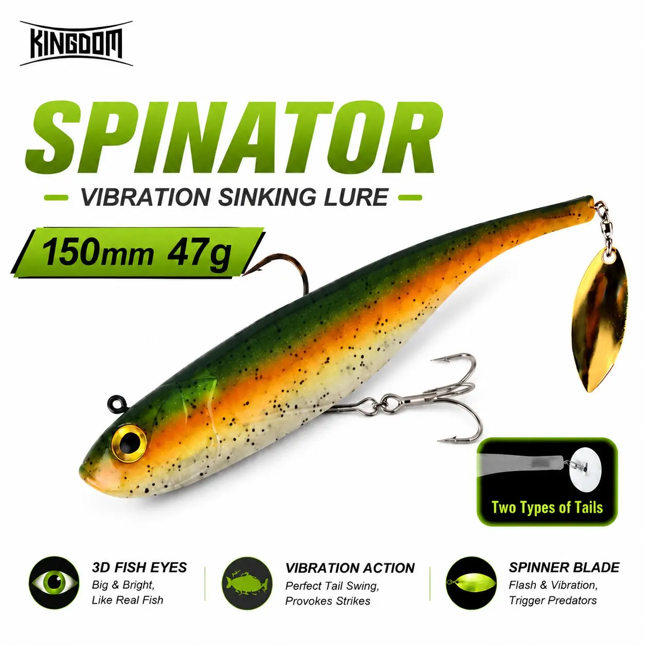 Kingdom Spinator Swimbait hundible cola giratoria para lucio - imagen 3