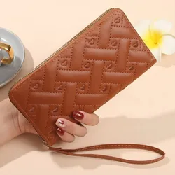 Cartera de Mano de Cuero PU Bordado Corazón con Cremallera y Tarjetero