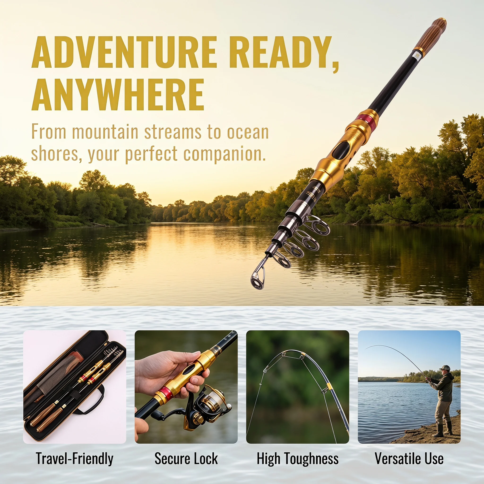 Caña telescópica Goture fibra de carbono – mini para pesca - imagen 4