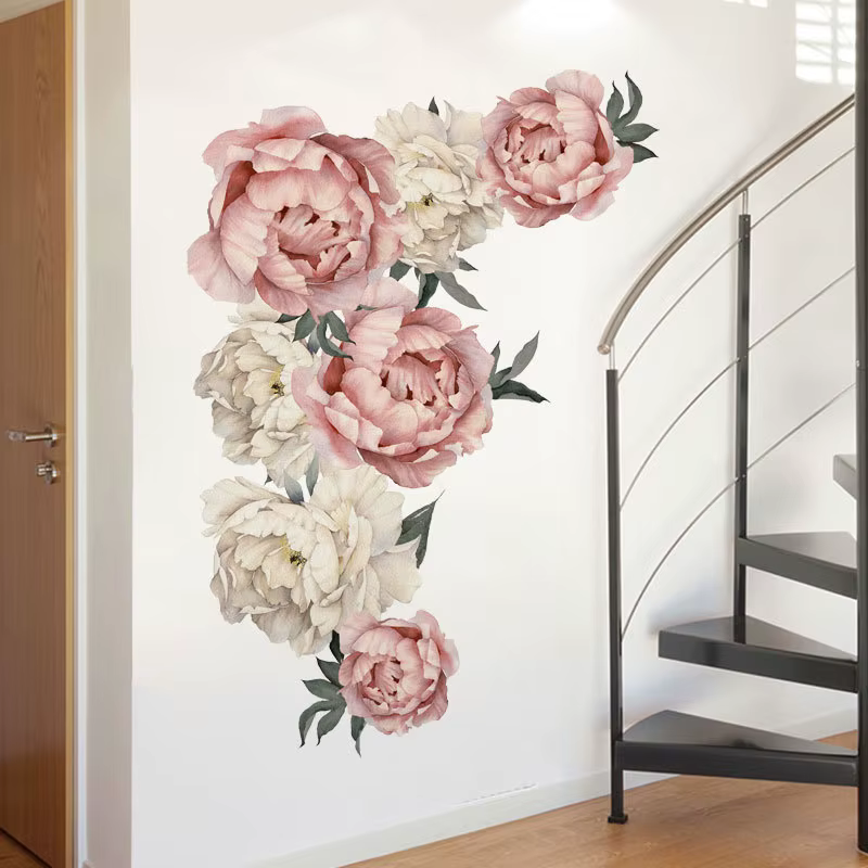Pintura decorativa 3D de flores de peonía para pared y salón - imagen 2