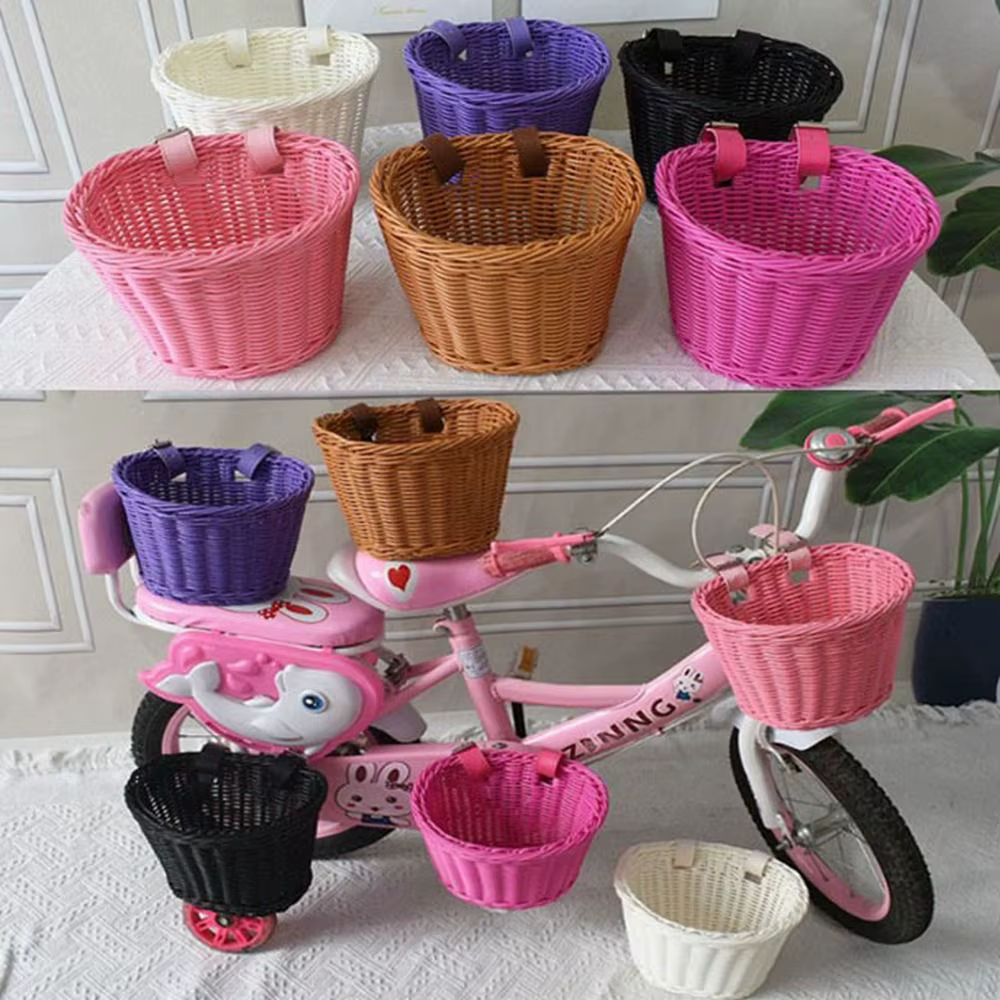 Cesta de bici de mimbre infantil con correa y funda de transporte - imagen 3