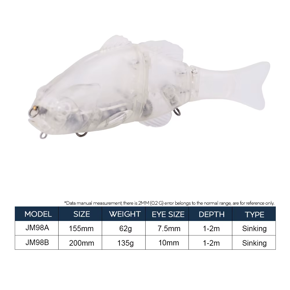Hanlin Swimbait Articulado - Señuelo blanco plástico duro con anillos - imagen 2