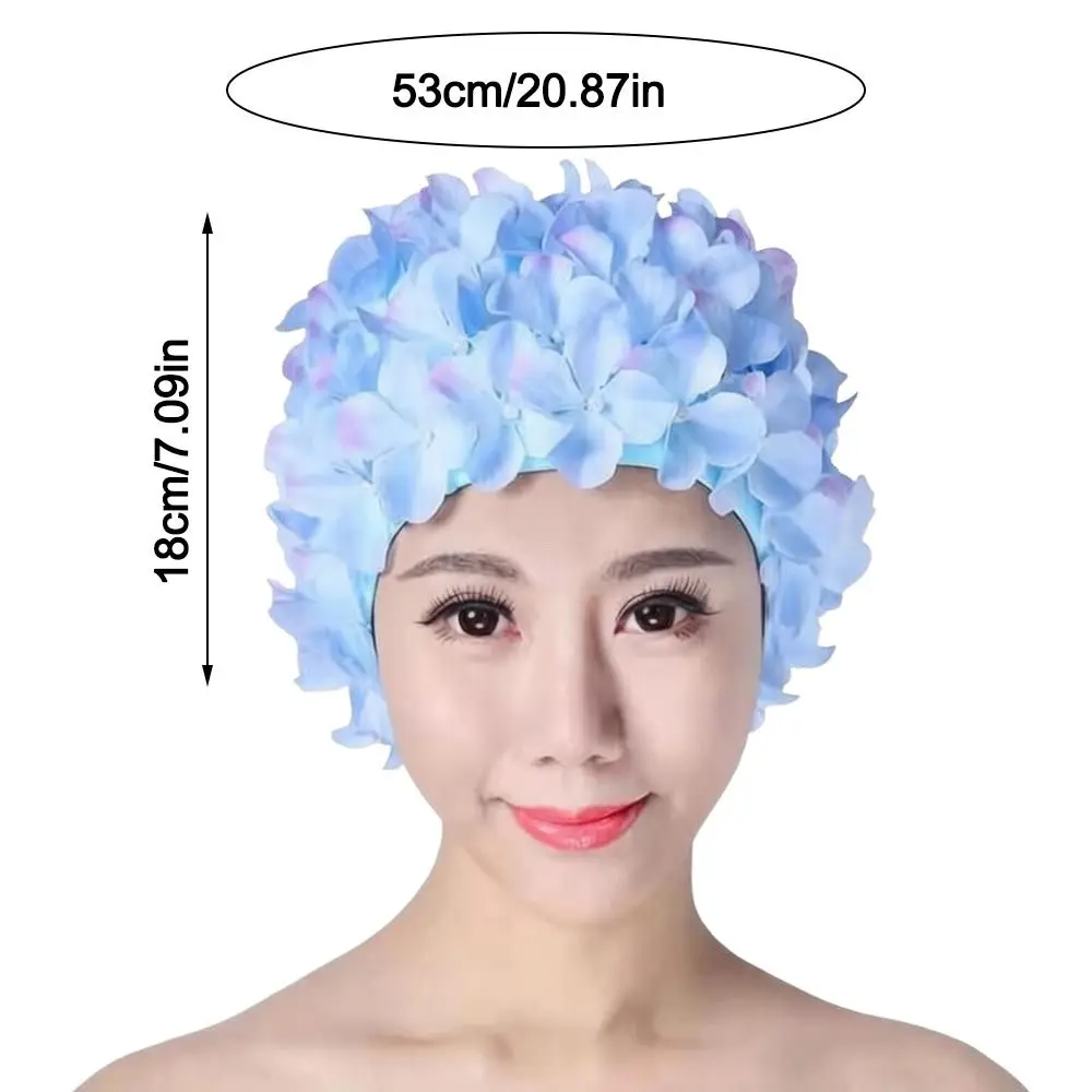 Gorro de natación floral 3D con diseño colorido