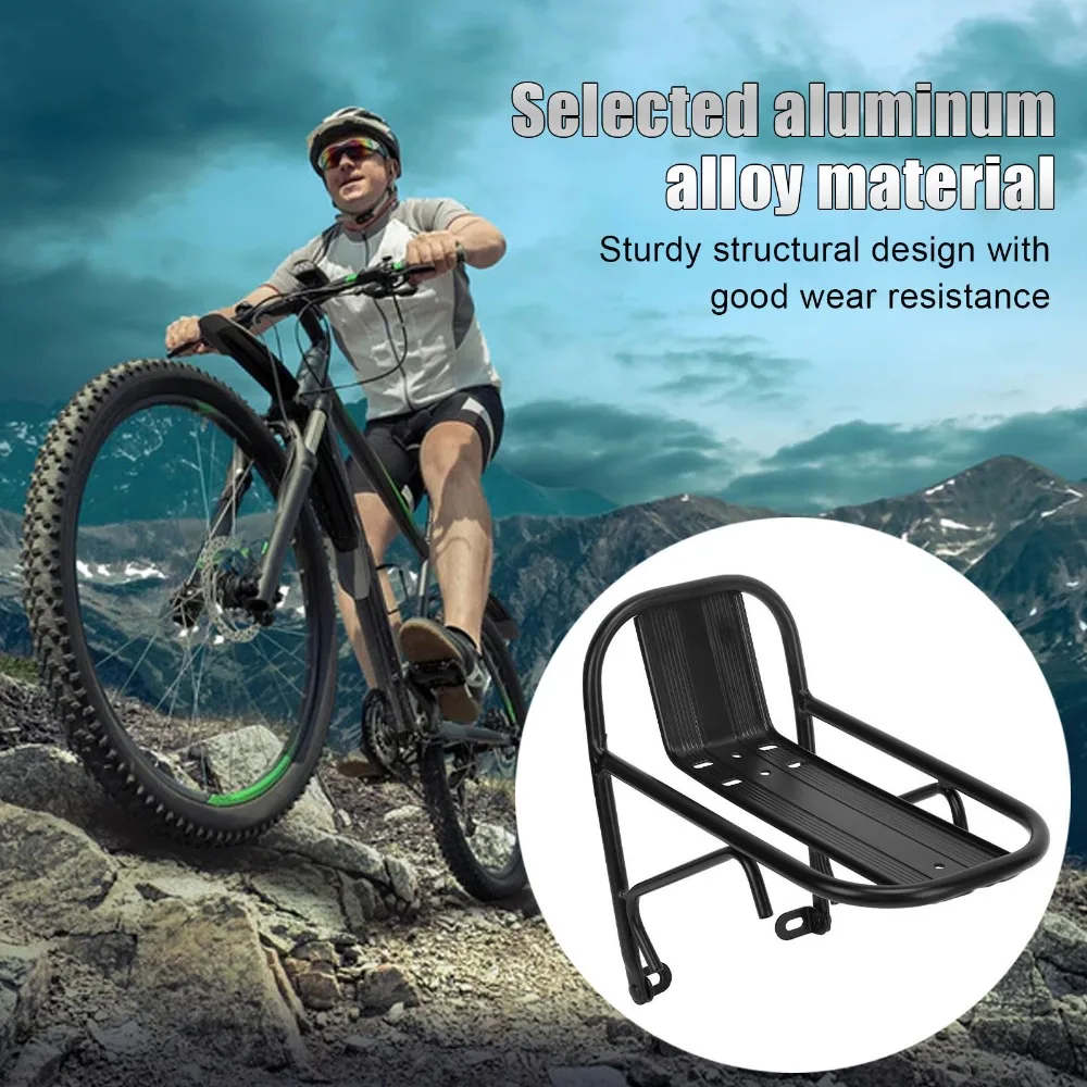 Portabultos delantero bicicleta aluminio frenos V y disco negro - imagen 4