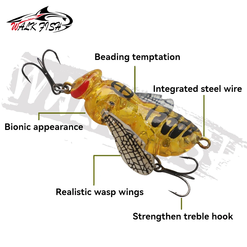 WALK FISH Popper Topwater – Cebo duro 5-9 g para carpa y cigarra - imagen 4