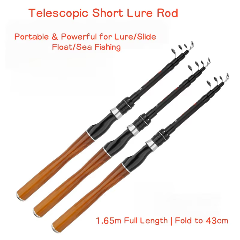 Caña Telescópica Fibra Carbono Ajustable para Pesca