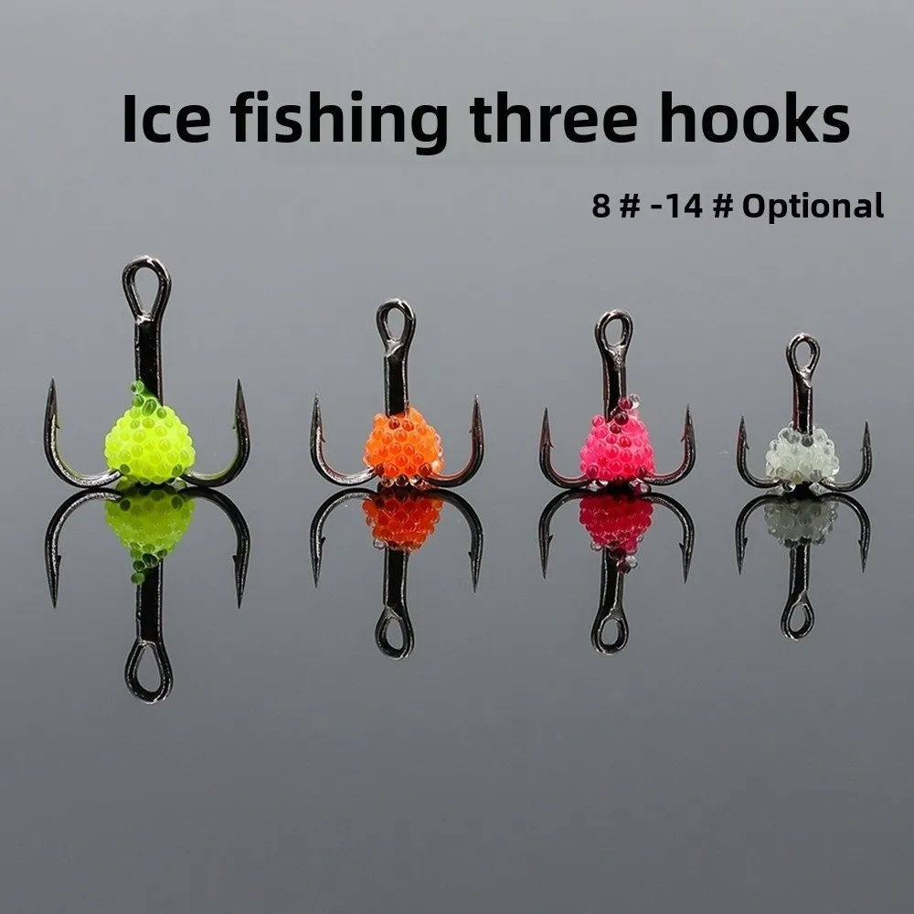 Anzuelos triple para pesca en hielo de carbono alto con púas - imagen 4