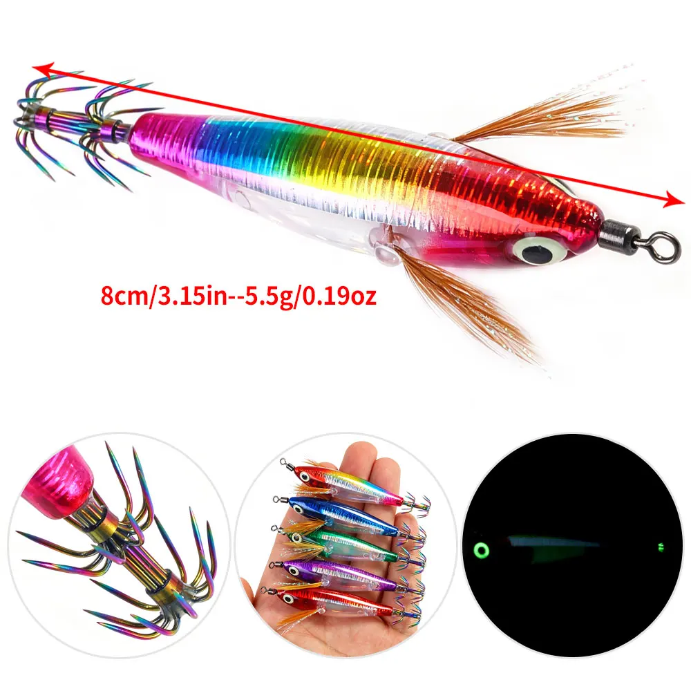 Señuelo jigging horizontal luminoso para calamar y sepias en mar - imagen 5