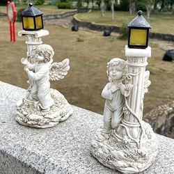 Pesca decorativa: Lámpara Solar para Jardín - Ángel en Columna Romana