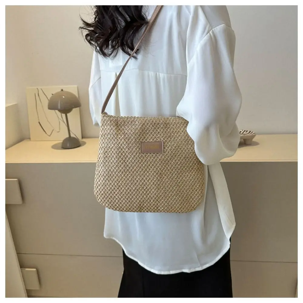 Bolso bandolera de paja retro de verano para mujer – playa - imagen 4