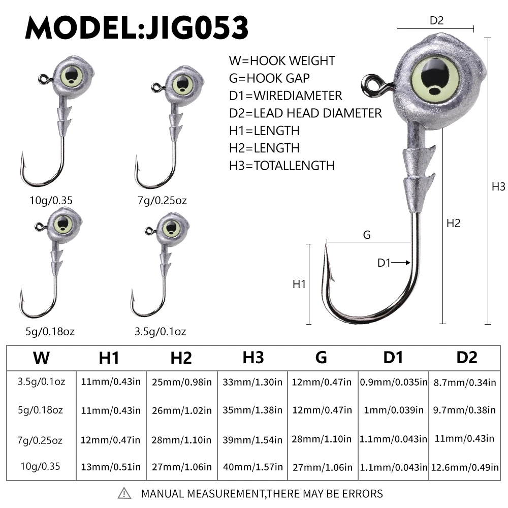Anzuelos Jig Head ojos Glow para lubina, acero de carbono