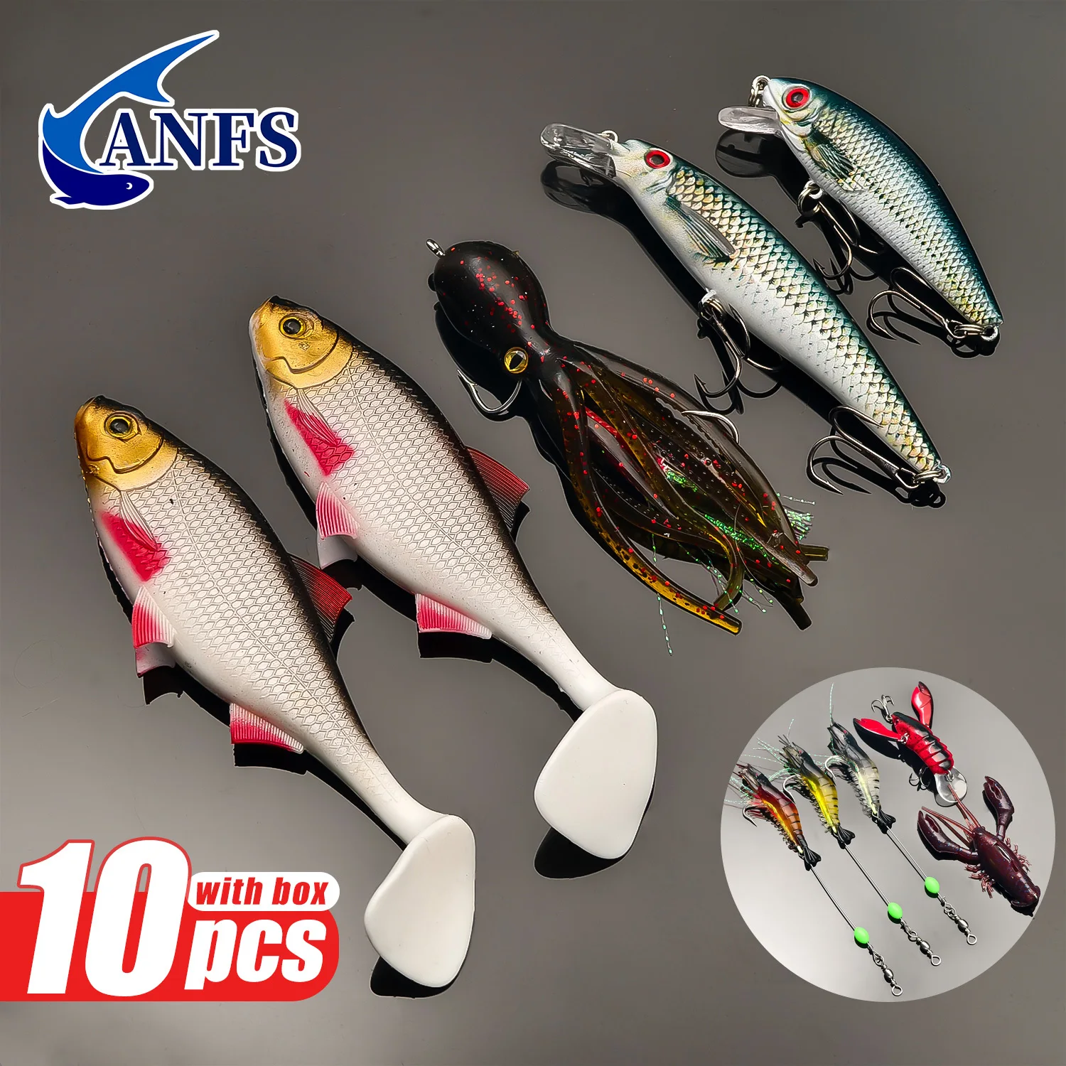 ANFS pack variado de señuelos para pesca marina con crustáceos - imagen 4