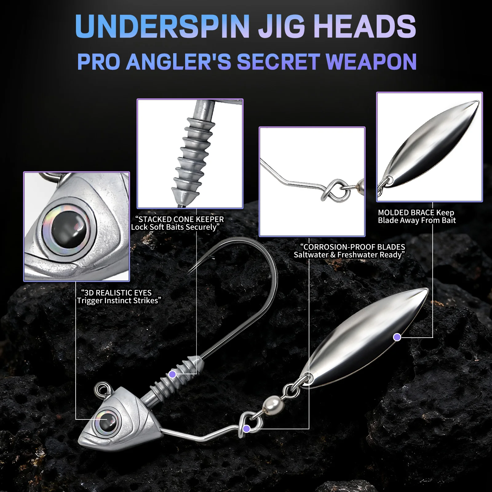 9KM Underspin Swimbait para lubina — anzuelo giratorio en vinilos - imagen 5