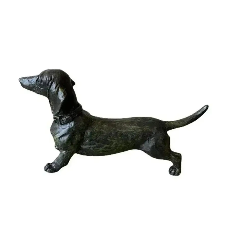 Figura perro salchicha resina negra para jardín y decoración - imagen 3