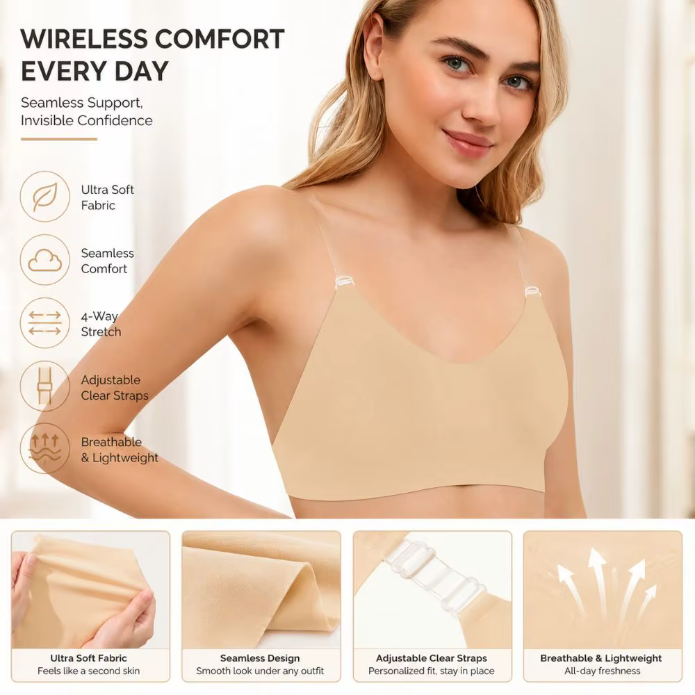 Sujetador Push-Up Sin Aros Acolchado y Transpirable para Diario - imagen 2