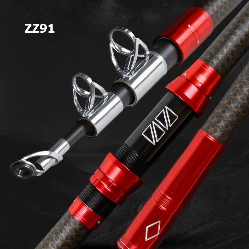 ZZ91 Caña de pescar fibra carbono XXXH 2,4-4,5 m sin carrete