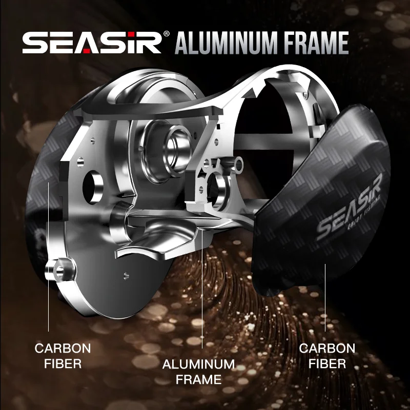 Carrete Baitcasting Seasir Salminus – Fibra de carbono y aluminio - imagen 2