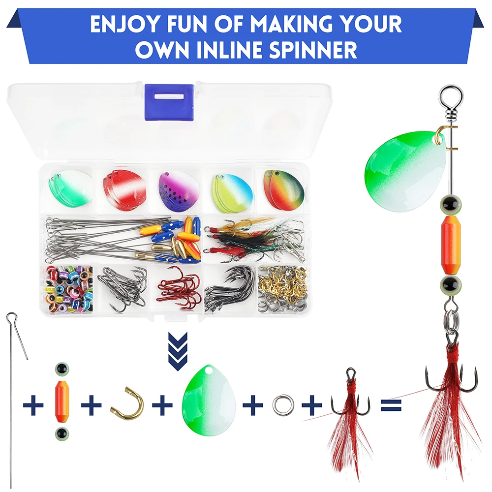 Kit de Señuelos Giratorios con Anzuelos Triples de Pluma de Metal