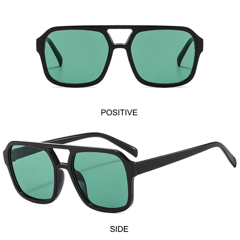 Gafas de sol cuadradas UV400 estilo aviador montura grande negras - imagen 2
