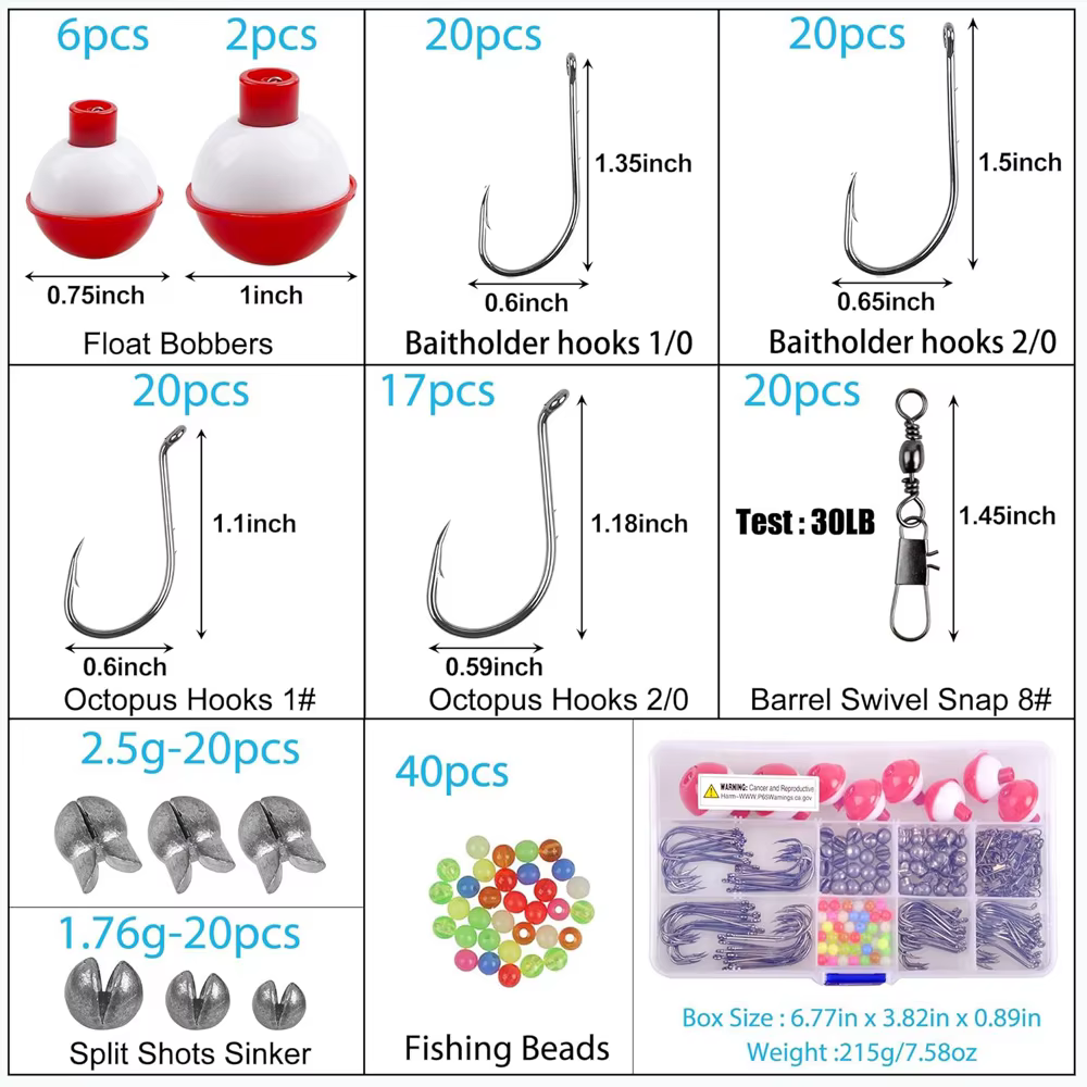 Kit de Aparejos para Principiantes – Anzuelos Bobber, Barril Giratorio y Tiro Dividido - imagen 4