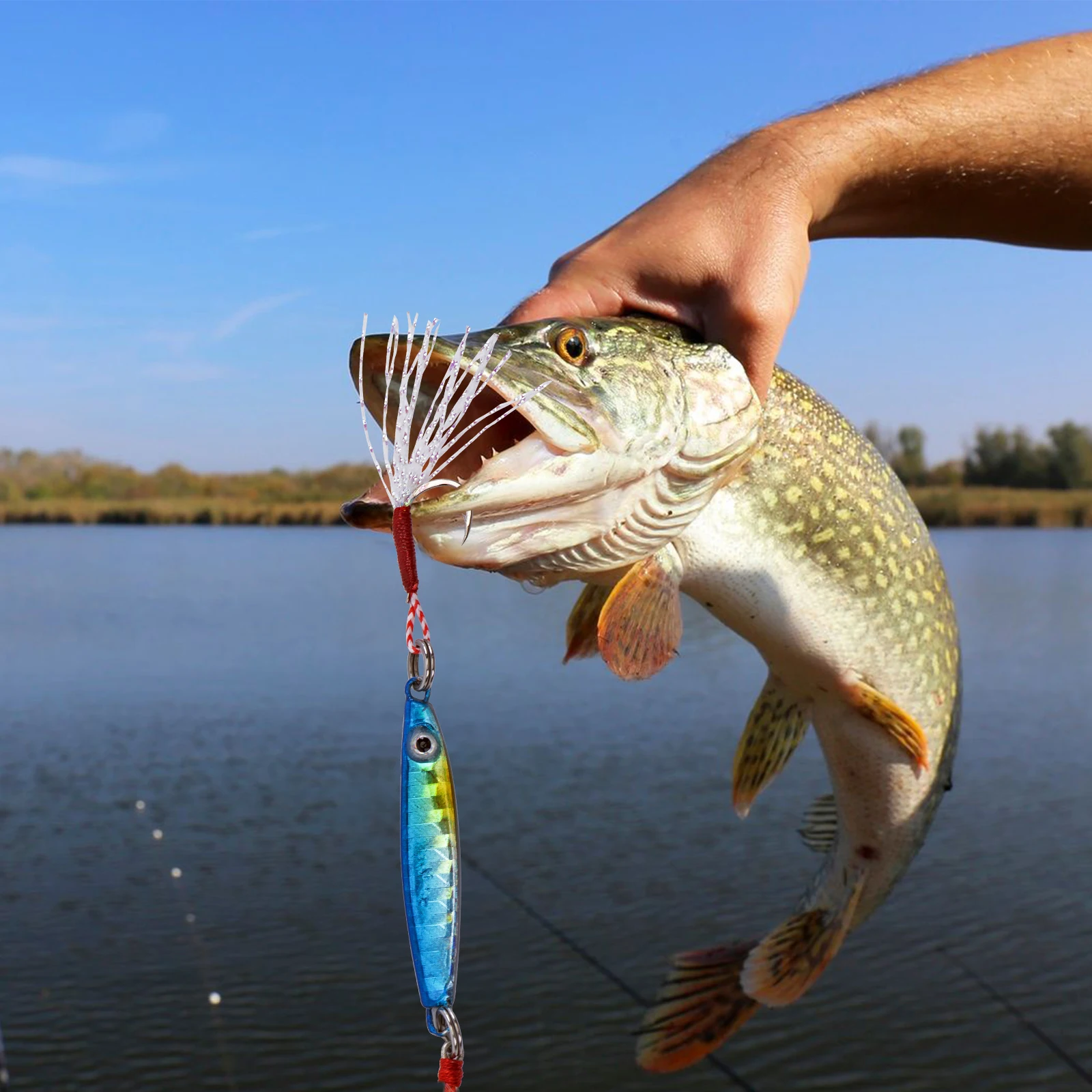 Goture señuelo jigging metálico con pluma y anzuelo triple para pesca - imagen 4